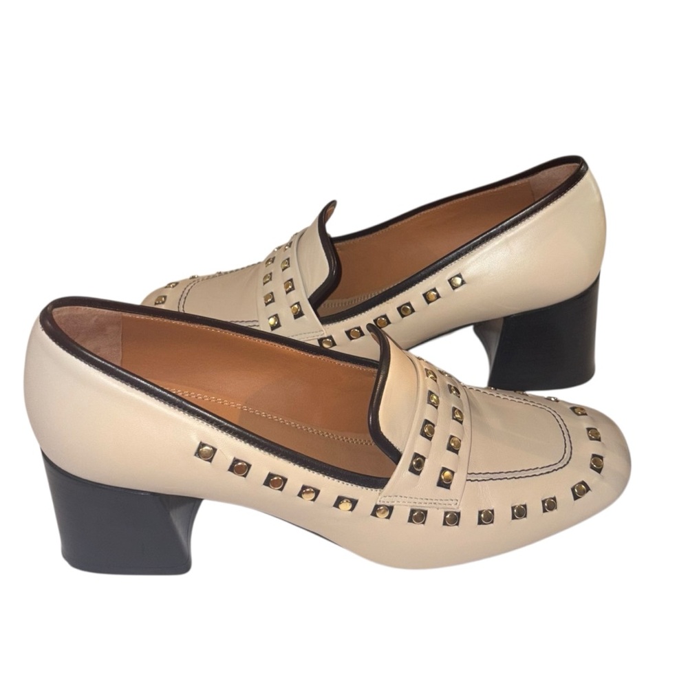 Tory Burch Studded Leather Classic 55mm Stacked Heel Loafers - Picture 5 of 7